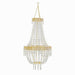 Empire Style Beaded Crystal Chandelier with Gold Ornate Metal Frame - Clear
