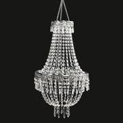 Empire Style Beaded Crystal Clear Chandelier with Ornate Metal Frame