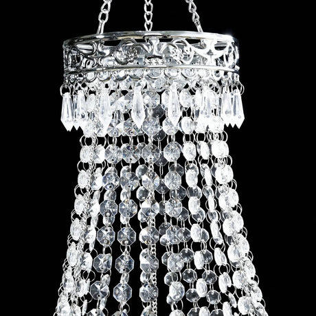 Empire Style Beaded Crystal Clear Chandelier with Ornate Metal Frame