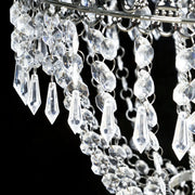 Empire Style Beaded Crystal Clear Chandelier with Ornate Metal Frame