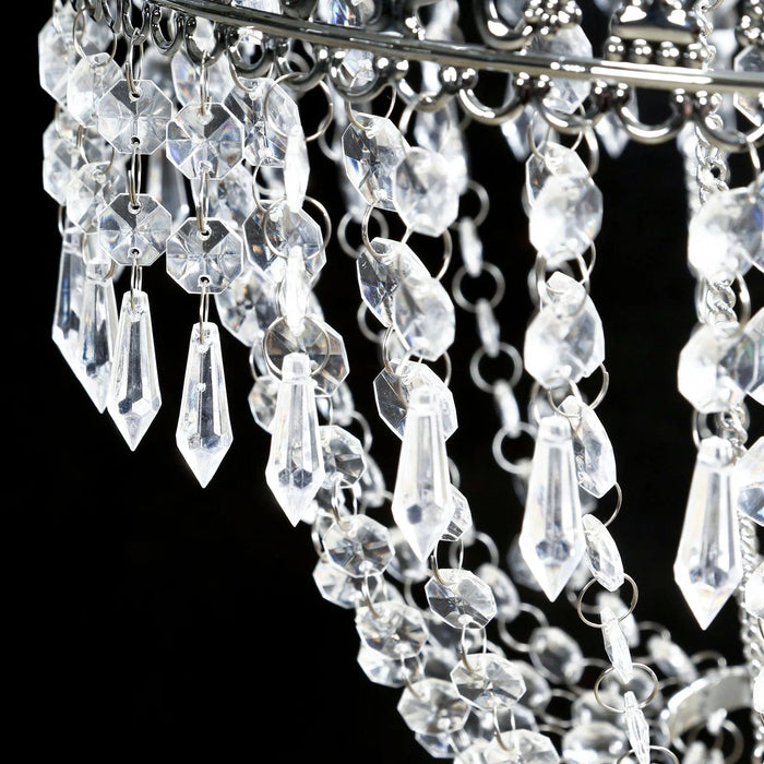 Empire Style Beaded Crystal Clear Chandelier with Ornate Metal Frame
