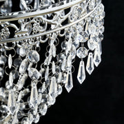 Empire Style Beaded Crystal Clear Chandelier with Ornate Metal Frame