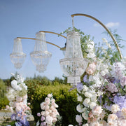 Empire Style Beaded Crystal Clear Chandelier with Ornate Metal Frame