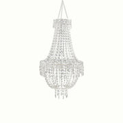 Empire Style Beaded Crystal Clear Chandelier with Ornate Metal Frame CHDLR_HANG01_2FT_SILV