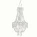 Empire Style Beaded Crystal Clear Chandelier with Ornate Metal Frame CHDLR_HANG01_3FT_SILV