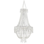 Empire Style Beaded Crystal Clear Chandelier with Ornate Metal Frame CHDLR_HANG01_5FT_SILV