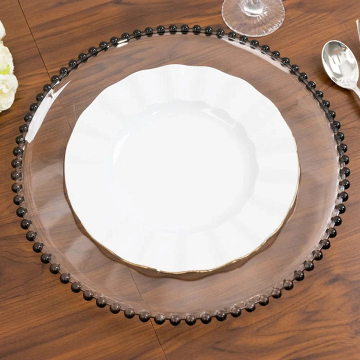6 pcs 13" Round Beaded Rim Charger Plates