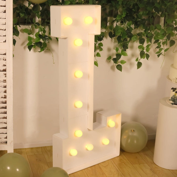 4ft XL LED Marquee Letter Foam Board with 10 Warm White Battery Operated LEDs - White