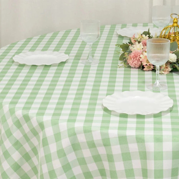 108" Checkered Gingham Polyester Round Tablecloth