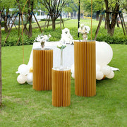 Folding DIY Accordion Pillar Cardboard Display Stand Pedestal Box - Gold PROP_BOX_005_1224_GOLD