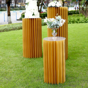 Folding DIY Accordion Pillar Cardboard Display Stand Pedestal Box - Gold PROP_BOX_005_1224_GOLD