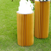 Folding DIY Accordion Pillar Cardboard Display Stand Pedestal Box - Gold PROP_BOX_005_1224_GOLD