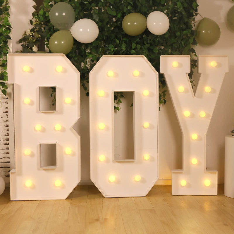 4ft XL LED Marquee Letter Foam Board with 10 Warm White Battery Operated LEDs - White