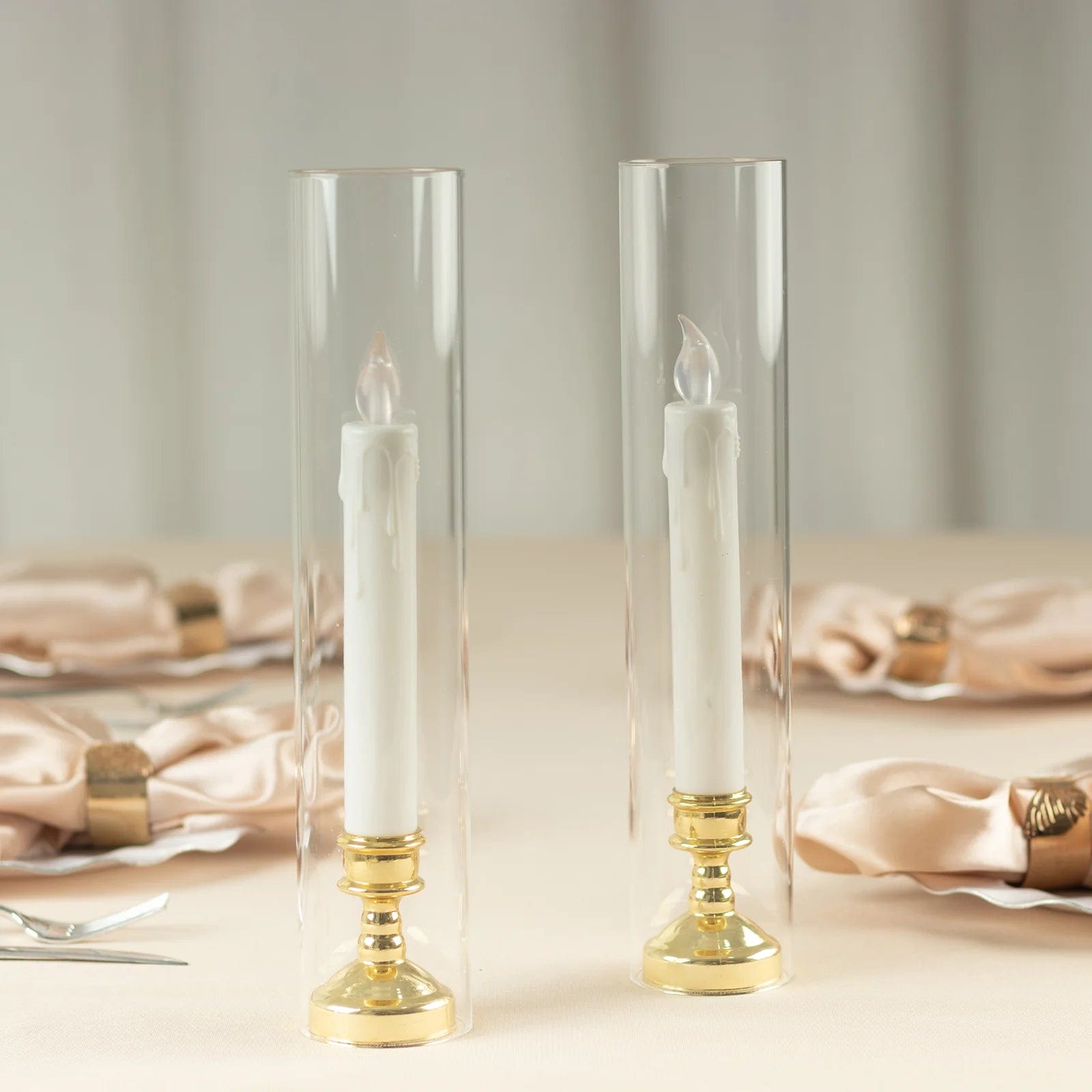Glass Pillar Hurricane Candle Shades - Clear