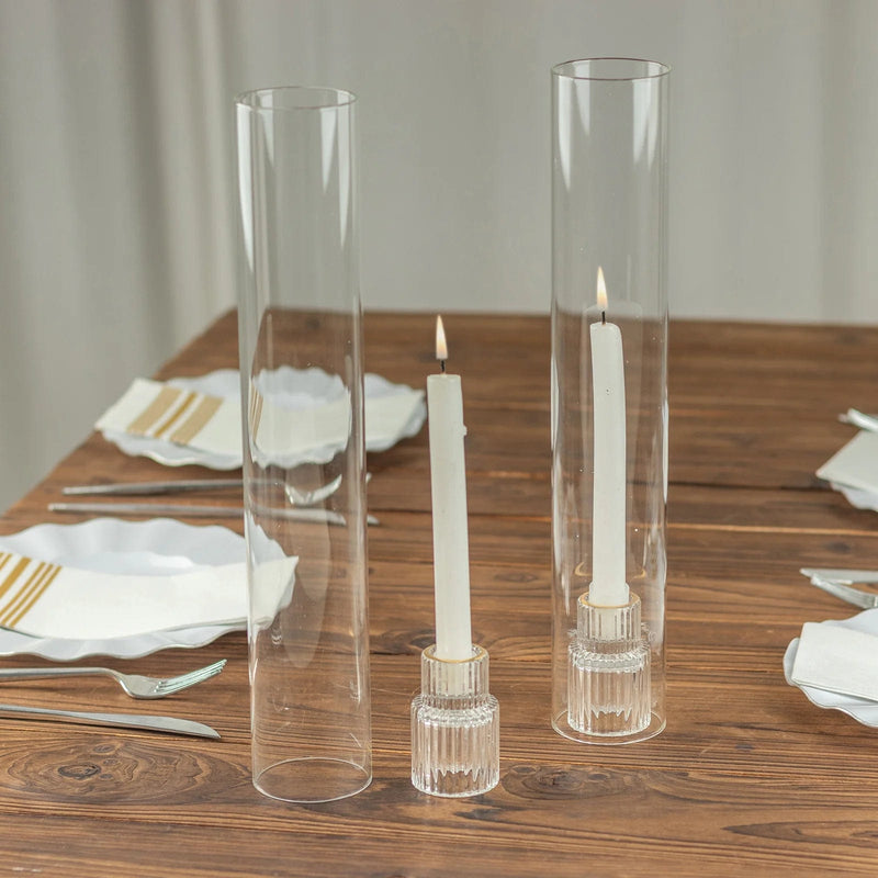 Glass Pillar Hurricane Candle Shades - Clear