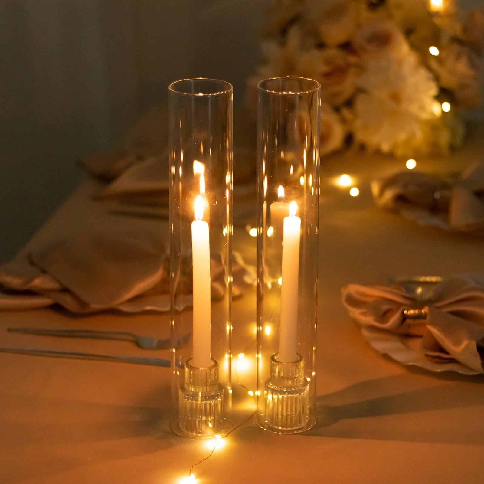 Glass Pillar Hurricane Candle Shades - Clear