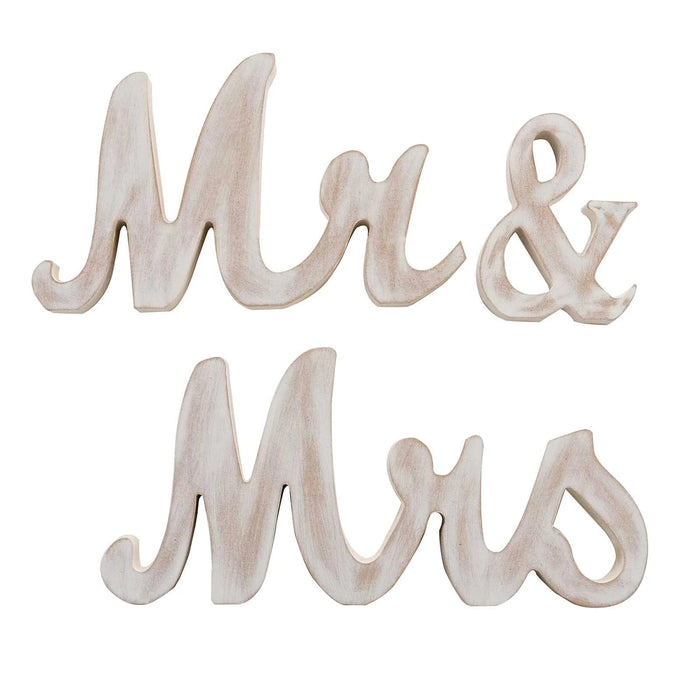 Glittered Wooden Mr & Mrs Freestanding Wedding Table Display Signs WED_RCPT_SIGN_WOD02_WHT