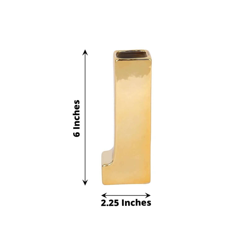 6" Ceramic Letters and Symbols Flower Vase Table Centerpiece - Gold