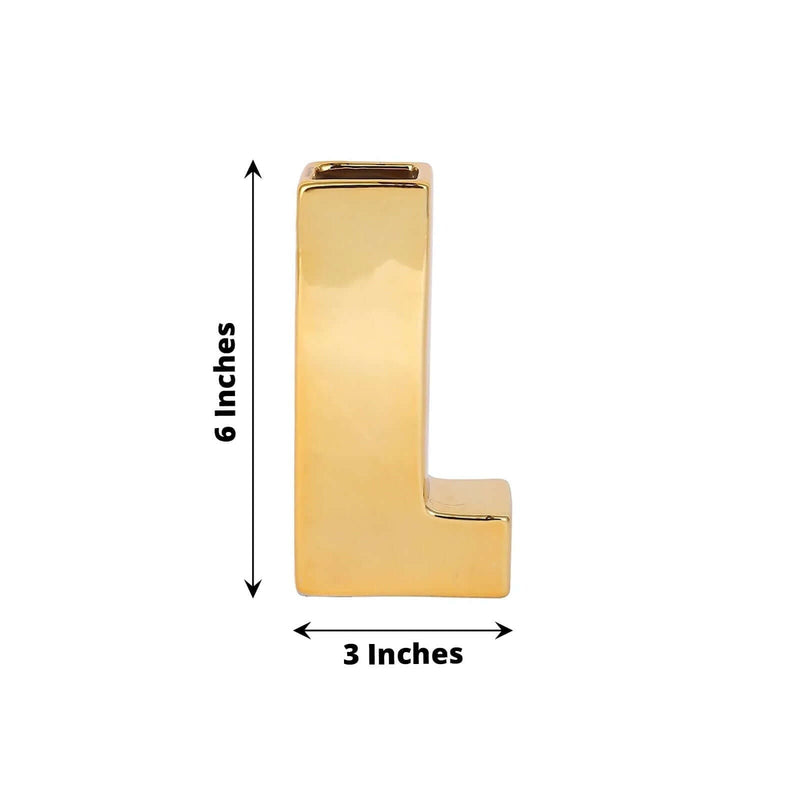 6" Ceramic Letters and Symbols Flower Vase Table Centerpiece - Gold