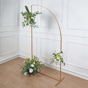 Half Moon Metal Floral Display Frame Wedding Arch Backdrop Stand - Gold