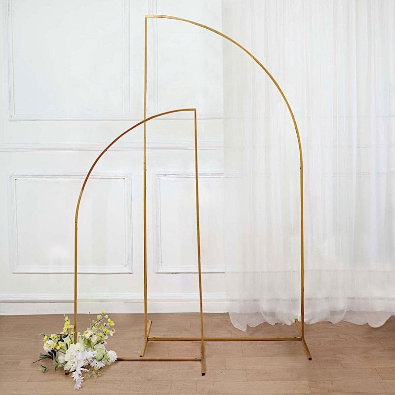 Half Moon Metal Floral Display Frame Wedding Arch Backdrop Stand - Gold
