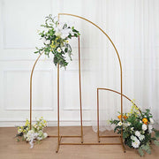 Half Moon Metal Floral Display Frame Wedding Arch Backdrop Stand - Gold