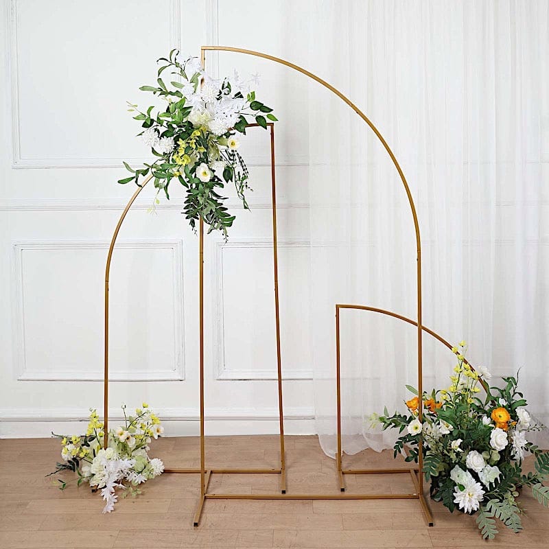 Half Moon Metal Floral Display Frame Wedding Arch Backdrop Stand - Gold