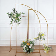Half Moon Metal Floral Display Frame Wedding Arch Backdrop Stand - Gold