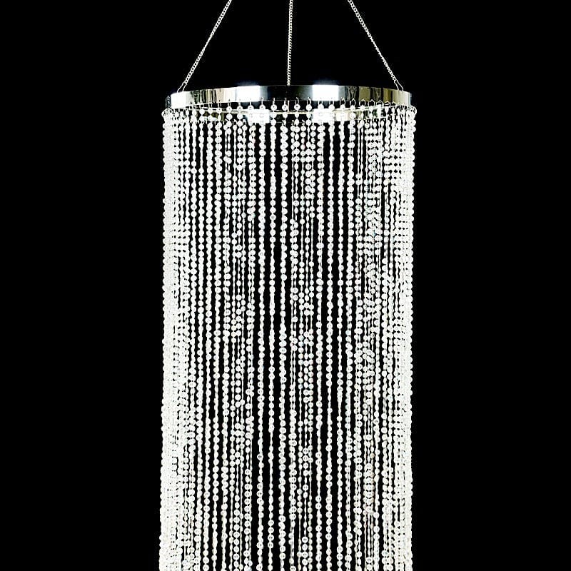 Hanging Beaded Crystal Column Chandelier - Clear