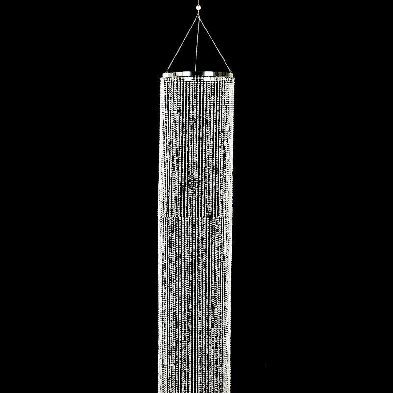 Hanging Beaded Crystal Column Chandelier - Clear