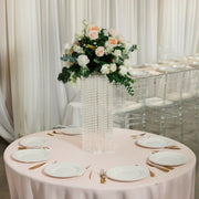 Heavy Duty Acrylic Flower Pedestal Vase with Hanging Crystal Beads