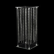 Heavy Duty Acrylic Flower Pedestal Vase with Hanging Crystal Beads