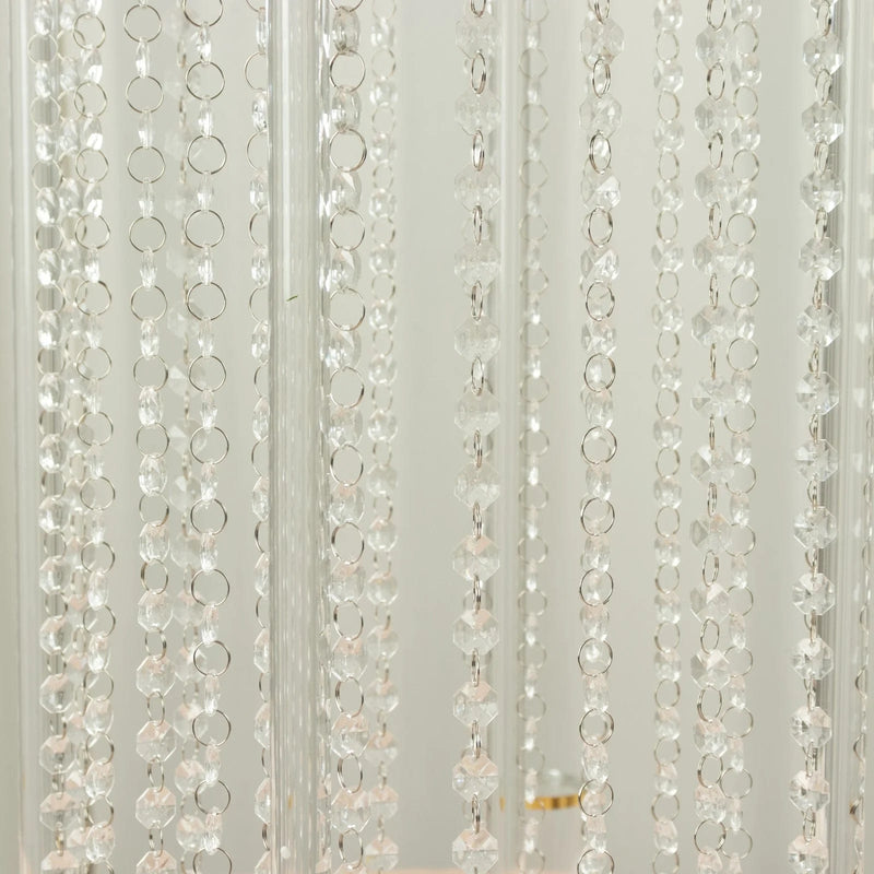 Heavy Duty Acrylic Flower Pedestal Vase with Hanging Crystal Beads