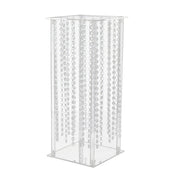 Heavy Duty Acrylic Flower Pedestal Vase with Hanging Crystal Beads