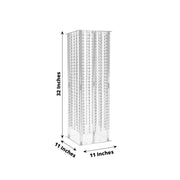 Heavy Duty Acrylic Flower Pedestal Vase with Hanging Crystal Beads