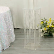 Heavy Duty Acrylic Flower Pedestal Vase with Hanging Crystal Beads
