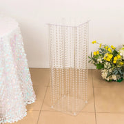 Heavy Duty Acrylic Flower Pedestal Vase with Hanging Crystal Beads