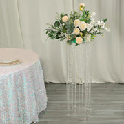 Heavy Duty Acrylic Flower Pedestal Vase with Hanging Crystal Beads