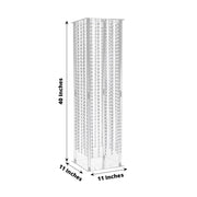 Heavy Duty Acrylic Flower Pedestal Vase with Hanging Crystal Beads