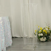 Heavy Duty Acrylic Flower Pedestal Vase with Hanging Crystal Beads