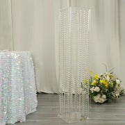 Heavy Duty Acrylic Flower Pedestal Vase with Hanging Crystal Beads