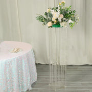 Heavy Duty Acrylic Flower Pedestal Vase with Hanging Crystal Beads