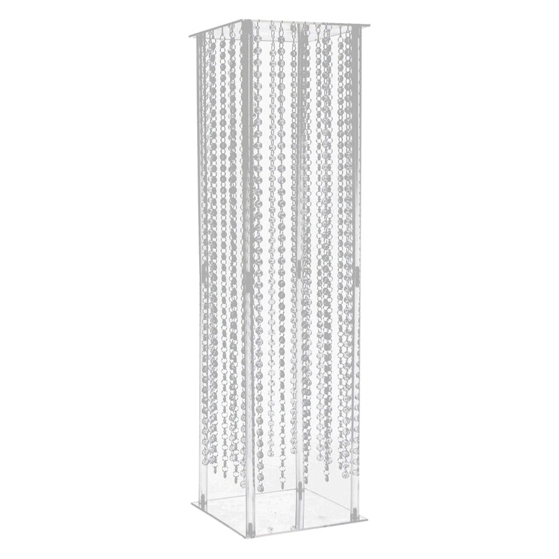 Heavy Duty Acrylic Flower Pedestal Vase with Hanging Crystal Beads PROP_BOX_003B_40_CLR