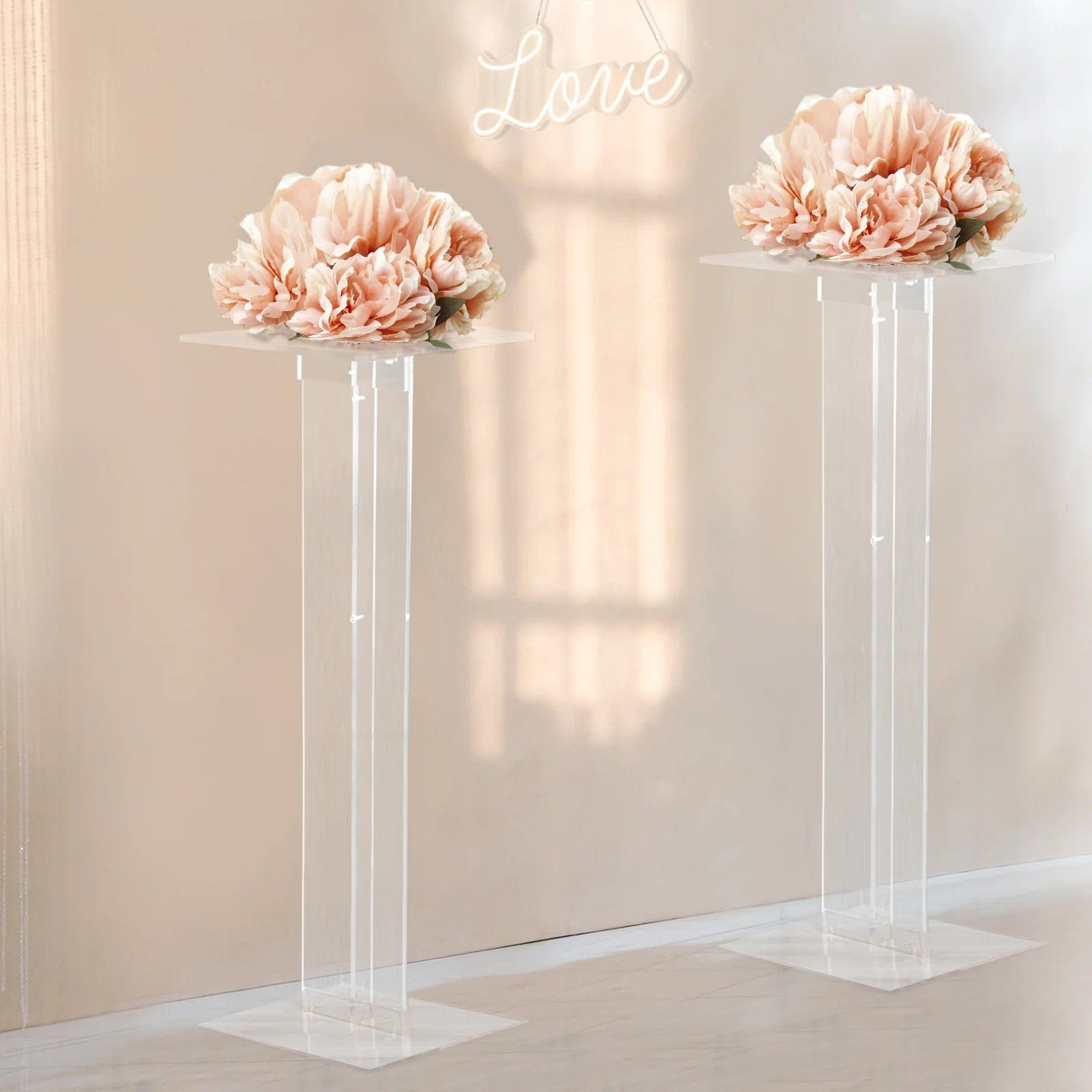 Heavy Duty Acrylic Wedding Display Stand with Square Bases