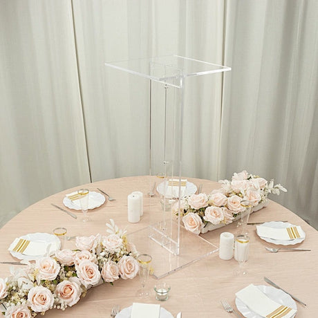 Heavy Duty Acrylic Wedding Display Stand with Square Bases PROP_STND_001_32_CLR