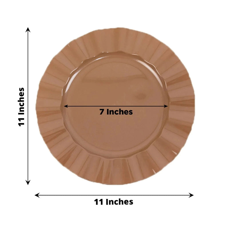10 Round Plastic Salad Dinner Plates with Gold Wavy Rim - Disposable Tableware