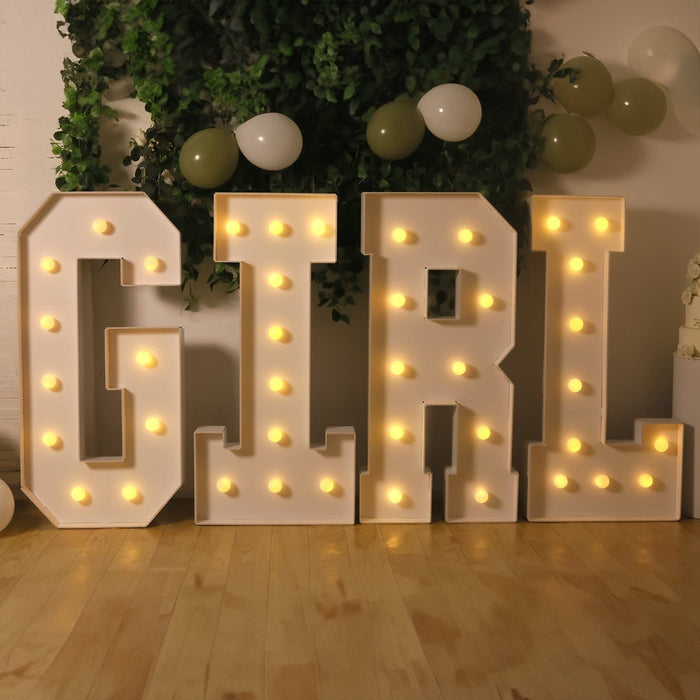 4ft XL LED Marquee Letter Foam Board with 10 Warm White Battery Operated LEDs - White