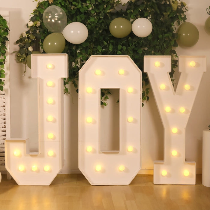 4ft XL LED Marquee Letter Foam Board with 10 Warm White Battery Operated LEDs - White