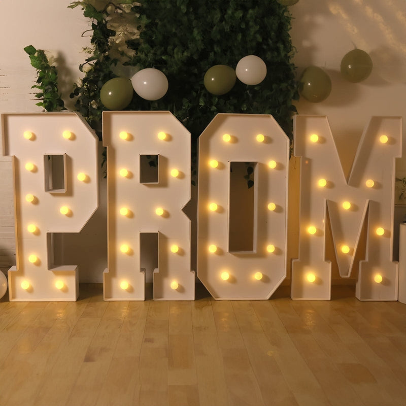 4ft XL LED Marquee Letter Foam Board with 10 Warm White Battery Operated LEDs - White
