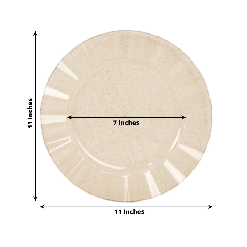 10 Round Plastic Salad Dinner Plates with Gold Wavy Rim - Disposable Tableware